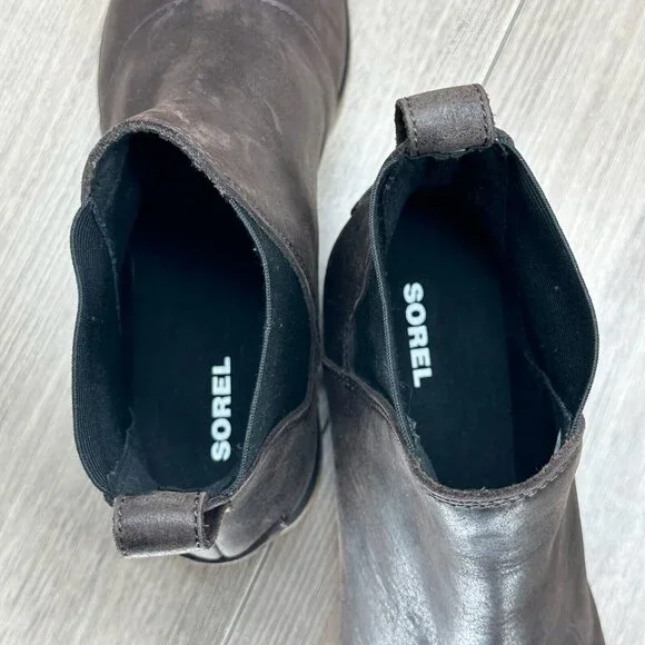 Sorel Boots Womens 7.5 Harlow Chelsea Ankle Waterproof Leather Brown NL3726-205 - Picture 10 of 12